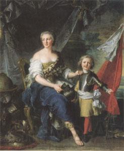 Jean Marc Nattier Mademoiselle de Lanbesc as Minerva,Arming Her Brother the Comte de Brionne and Directing Him to the Arts of War (mk05) Spain oil painting art